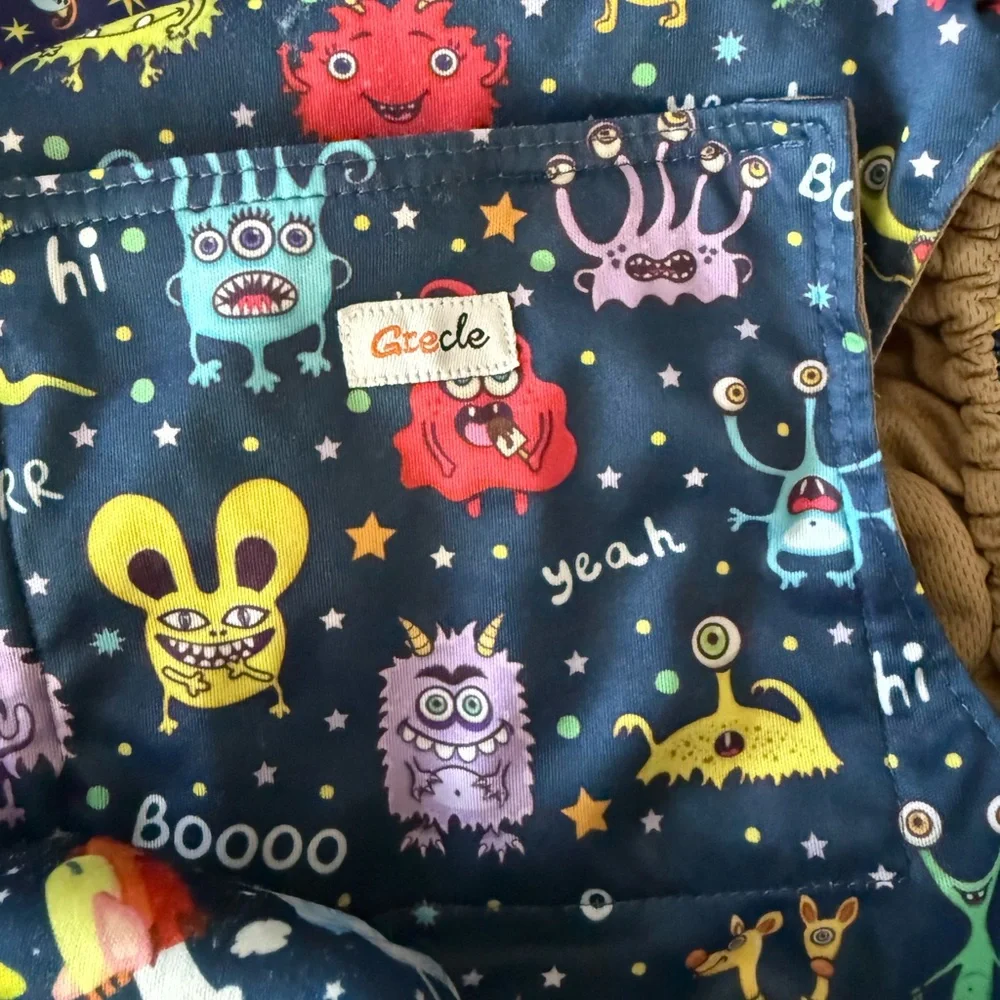 Space & Monster Print Cloth Diapers for Large Dogs